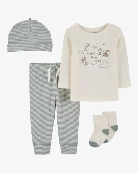 Carter's Baby Boys 4-Piece Airplane Outfit Set