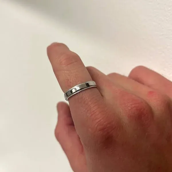 Thin Silver Ridged Band Promise Ring for Men