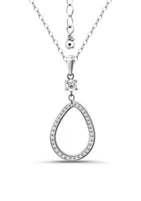 B. Sterling Silver Cubic Zirconia Teardrop Pendant Necklace
