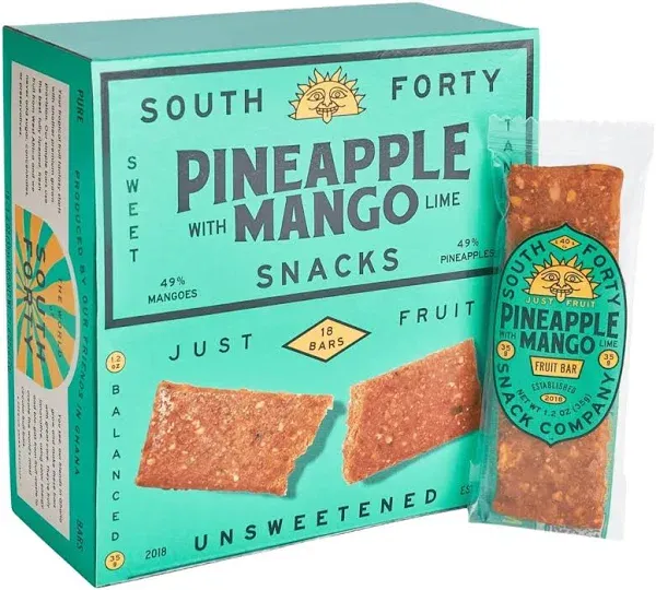 South 40 Snacks Premium Tropical Pineapple Mango Lime Fruit Bar