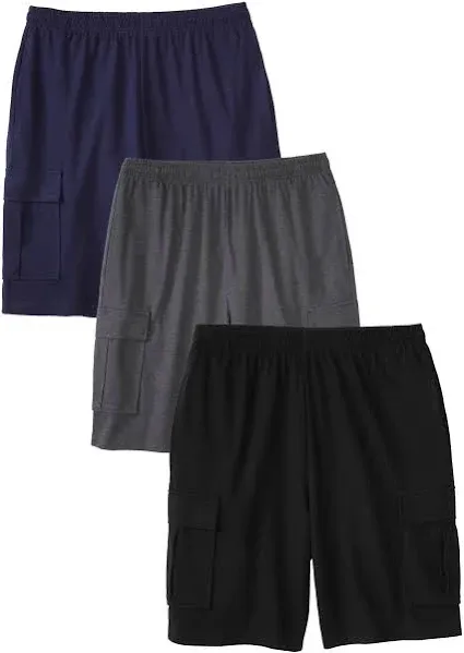 KingSize Men's Lightweight Jersey Cargo Shorts (3-Pack)
