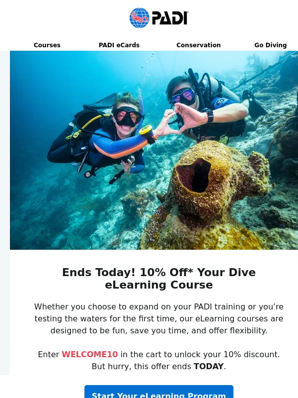 PADI - Your Exclusive 10% Off eLearning Courses Ends Today