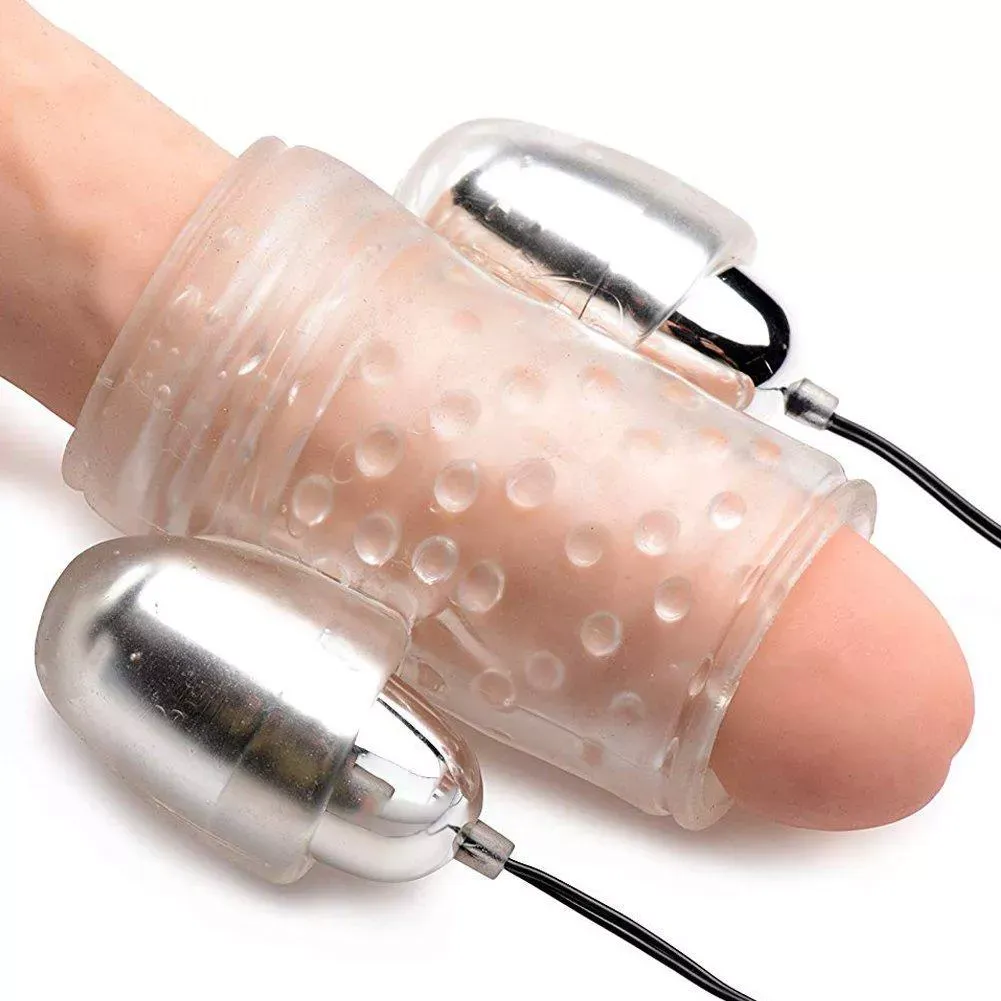TooTimid Stretchy Dual Vibrating Penis Sheath - Powerful Twin Bullets!