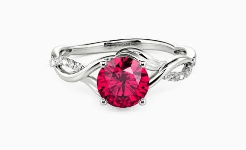 Here With You" 0.8ct Round Cut Side Stone Engagement Ring