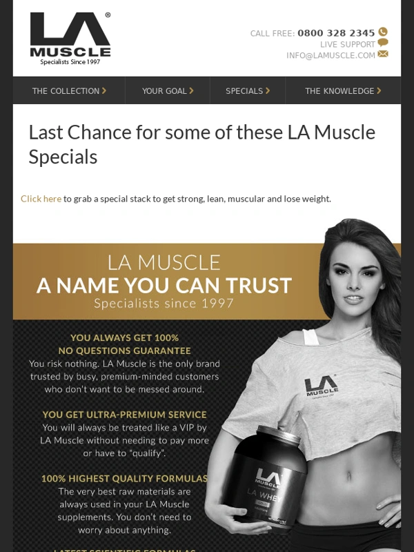 La Muscle - Last Chance for August Special Deals
