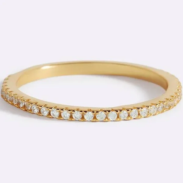18K Gold Over Sterling Silver Eternity Diamond Inspirational Ring