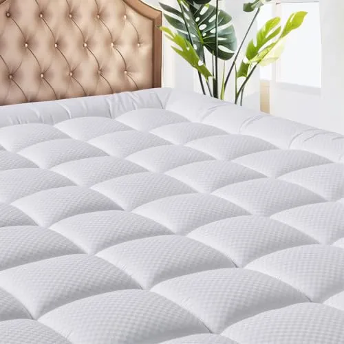 MATBEBY Queen Size Mattress Pad - Cooling Breathable Mattress Topper, Quilted Fitted Mattress Protector, Pillow Top Mattress Co.