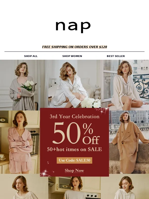 NAP Loungewear - 50% off select styles. Warm Up Sale