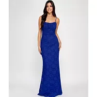 Emerald Sundae Juniors Glitter Lace Empire-Waist Gown