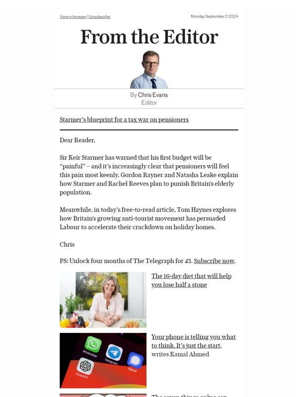 The Telegraph - Starmer’s blueprint for a tax war on pensioners