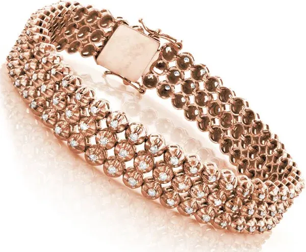 ItsHot 3 Row Men's Diamond Bracelet 4.75ct 10K Gold Tennis Bracelet Design