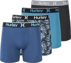 Hurley Men's 4-Pack of Boxer Briefs, Choice of Solid or Printed Styles - $16.99