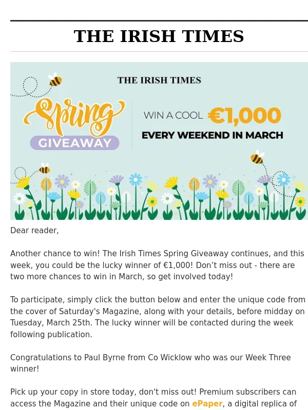 Irish Times - Reader,what would you do with €1,000?