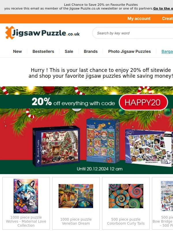 Jigsaw Puzzle - Last Chance to Save 20% on Favourite Puzzles