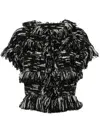 Fringed-edge Knitted Jacket In Black