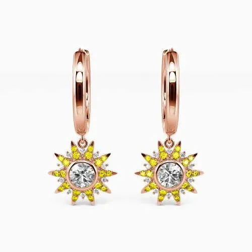 Waiting To Sunrise" Round Cut Drop Earrings