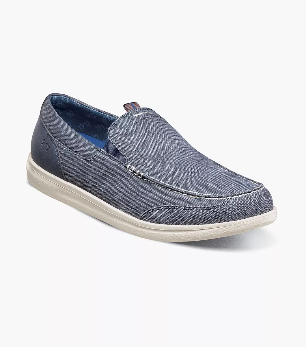 Nunn Bush Shoes Brewski Canvas Moc Toe Venetian Slip On Navy Size 11.5