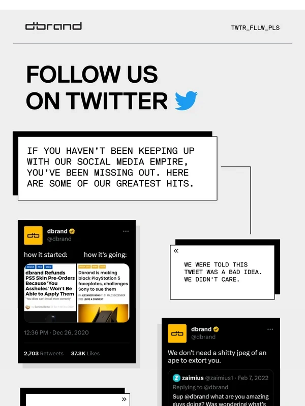 Dbrand - This email contains zero products