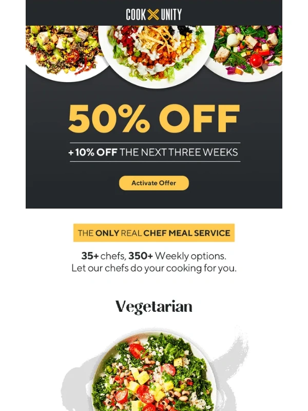 CookUnity - 50% off the ONLY Real Chef Meal Service