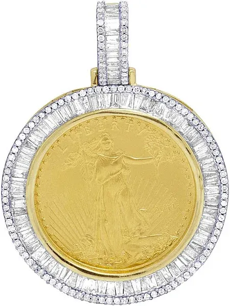10K Yellow Gold Liberty Coin Pendant with Real Diamonds