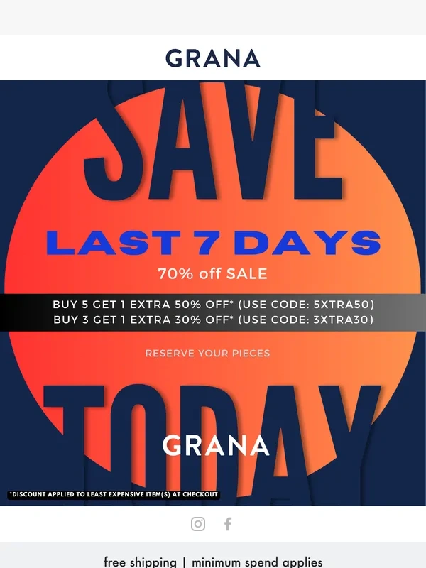 Grana - LAST 7 days Extra SALES!