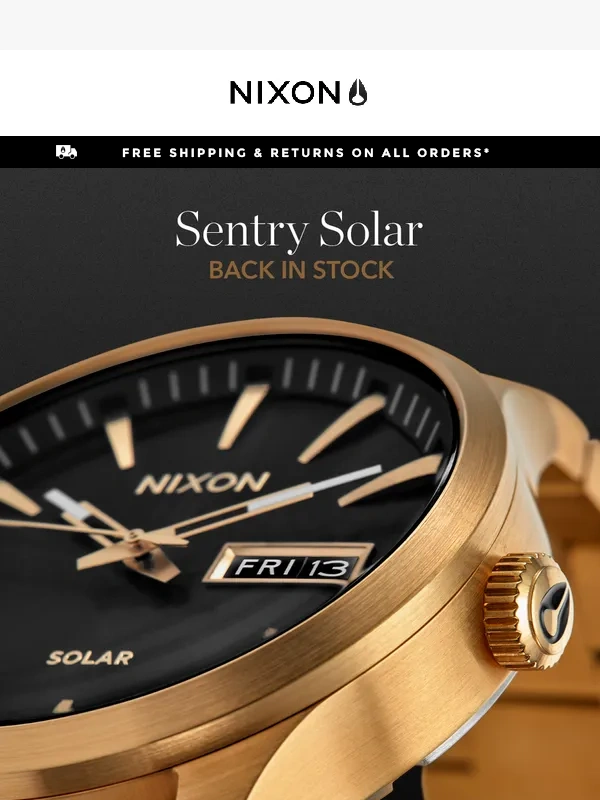 Nixon - Ends Today - Buy a Sentry Solar,Get 50% off 20mm Bands