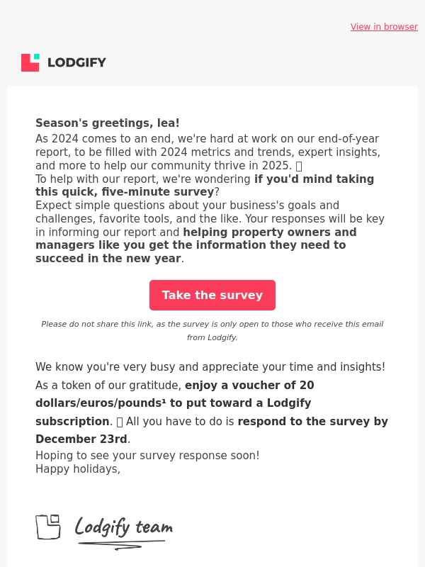 Lodgify - Take our quick survey for $20 off Lodgify! ?