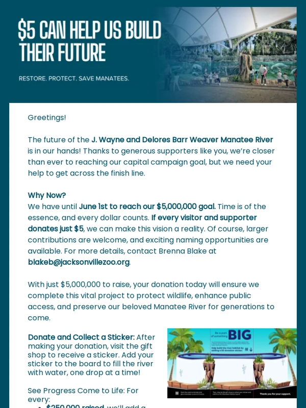 Jacksonville Zoo - $5 Can Help Us Build Their Future!