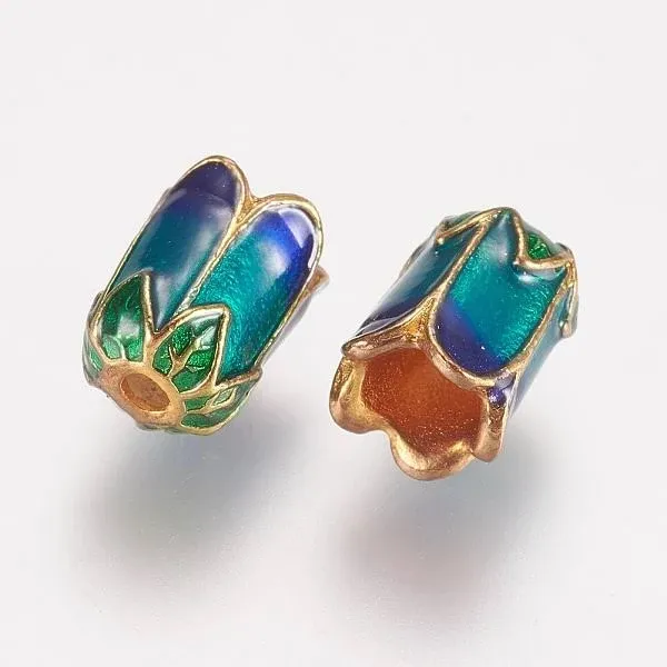Alloy Bead Caps with Enamel
