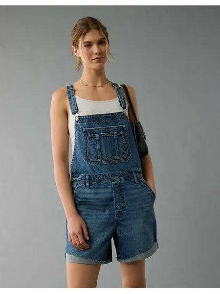 Ae Baggy Denim Short Overall