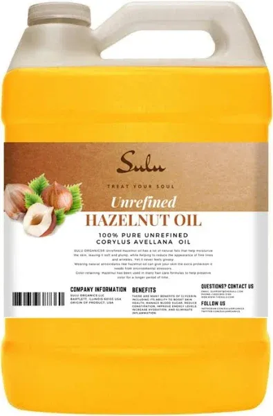 4 lbs Organic Cold Pressed Unrefined Hazelnut oil 100% pure natural