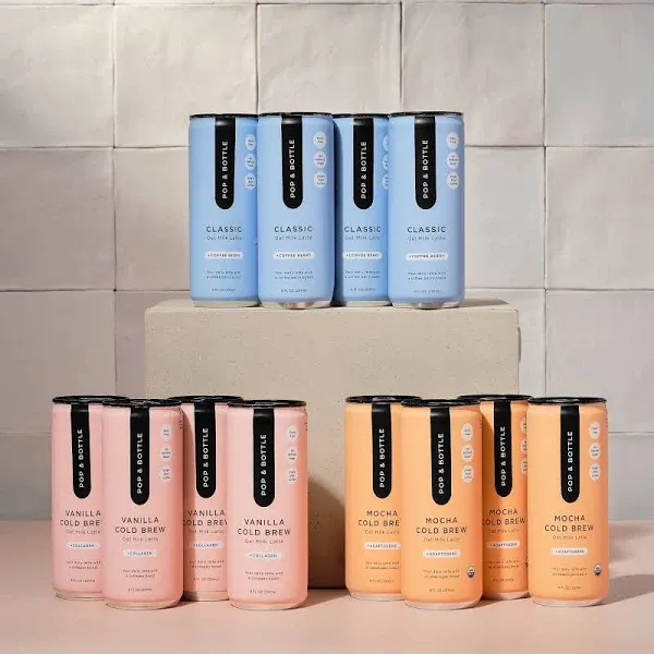 Pop & Bottle Cold Brew Variety Oat Milk Latte 48-pack