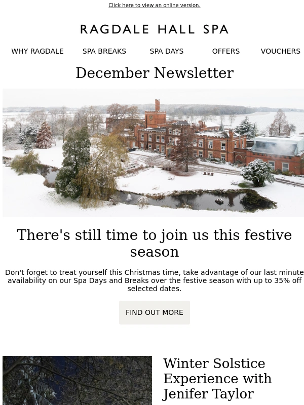 Ragdale Hall - The December Newsletter