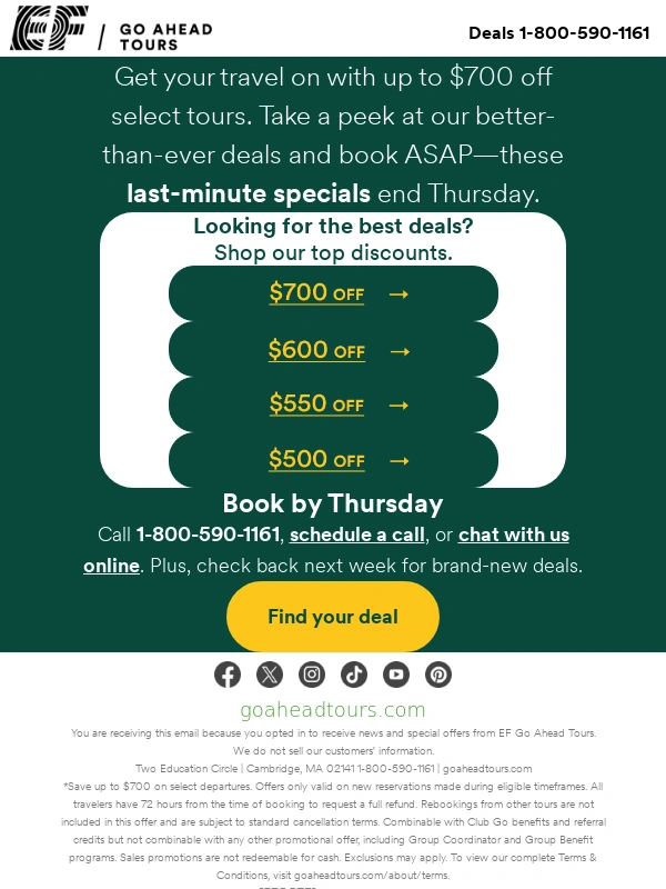 Go Ahead Tours - Last-minute tour specials won't stick around for long!