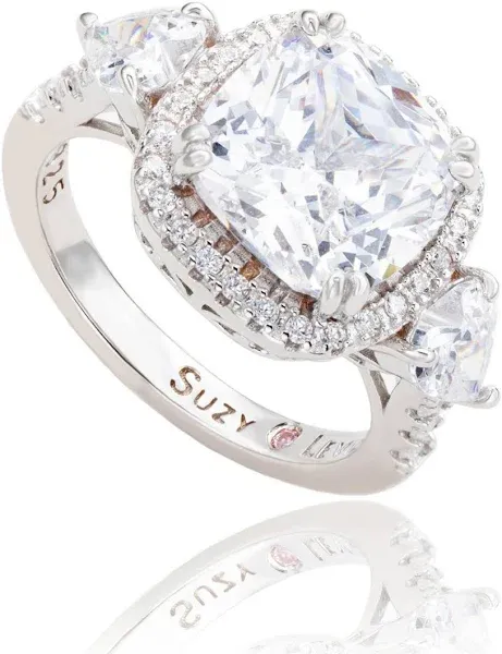 Suzy Levian - Sterling Silver Cushion Cut White Cubic Zirconia Halo Bridal Ring,  Size: Not provided, Color: Not provided