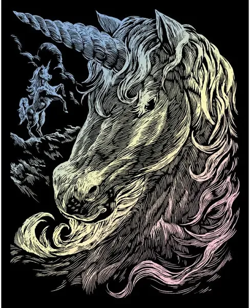 Royal Brush Unicorns Holographic Foil Engraving Art Kit 8"X10