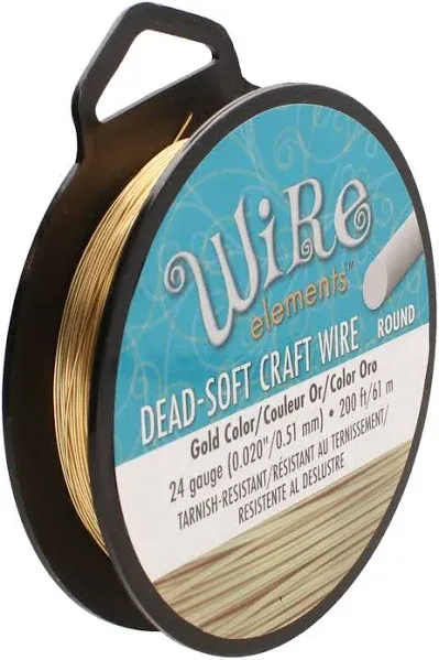 The Beadsmith Wire Elements 24 Gauge Soft Temper Wire 200ft Gold
