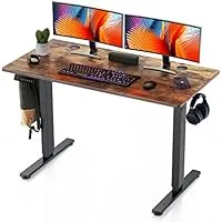 Sweetcrispy 48 x 24 Inch Adjustable Height Electric Standing Computer Desk with 3 Memory Controller (Rustic Brown+Black)