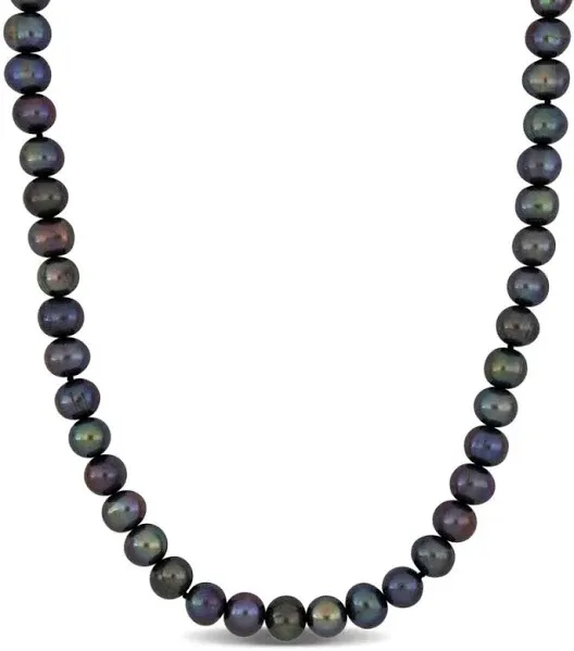 Amour Men's Sterling Silver Off- Round Pearl Necklace, 20 Inches