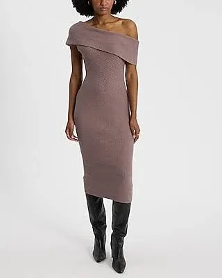 Express Women's Off The Shoulder Ribbed Midi Sweater Dress