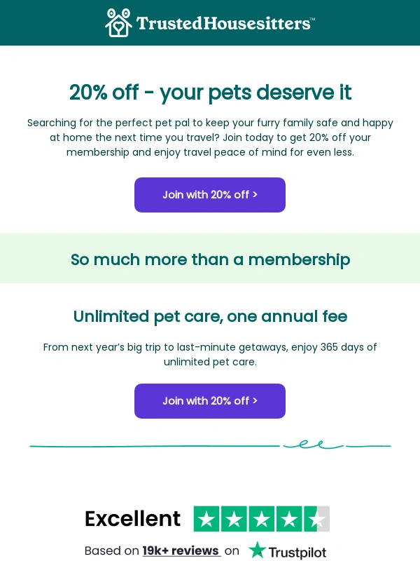 TrustedHousesitters - Don’t Delay Olive olive,Get 20% Off
