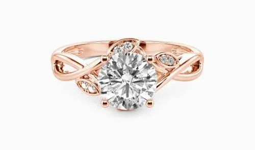 Yes & Always" Round Cut Side Stone Engagement Ring