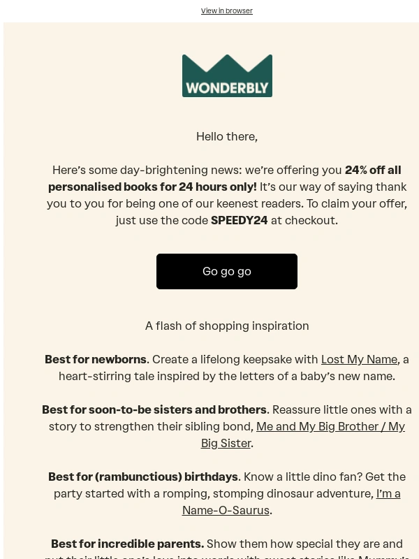 Wonderbly - Flash sale ⚡ 24% off for 24 hours