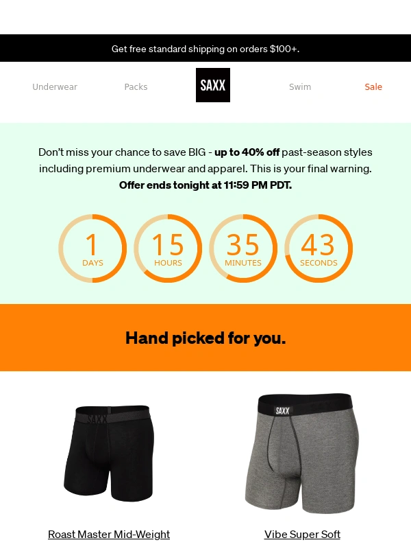 Saxx Underwear - Last chance to save: up to 40% off select styles ?