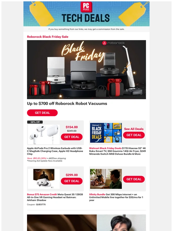 Roborock - Black Friday Deals: $154 AirPods Pro 2,$599.99 Dell XPS Core i7-14700 Desktop & Apple Watch SE (2nd Gen) Under $150