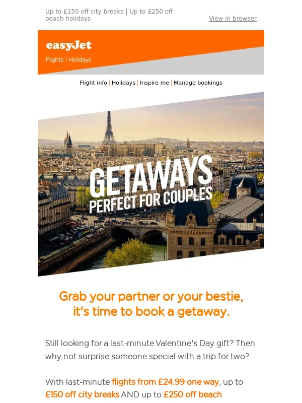 easyJet - Give the gift of travel this Valentine's Day ?