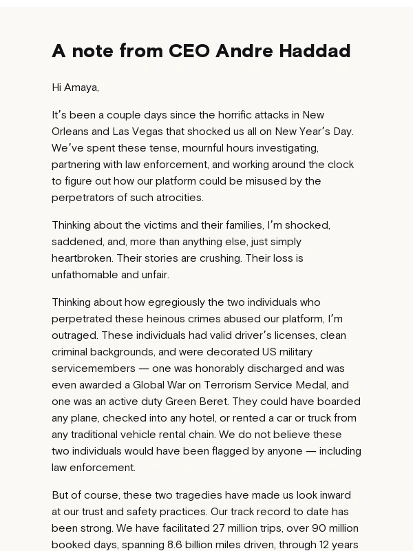 Turo - An update in response to the New Year’s Day attacks
