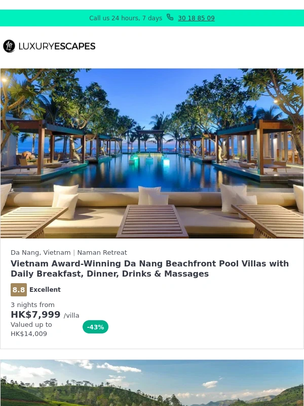 Luxury Escapes - Vietnam: Award-Winning Spa Retreat w. Daily Breakfast,Dinner,Drinks & Massages ?