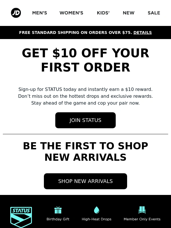 JD Sports - Unlock $10 Off Your First Order