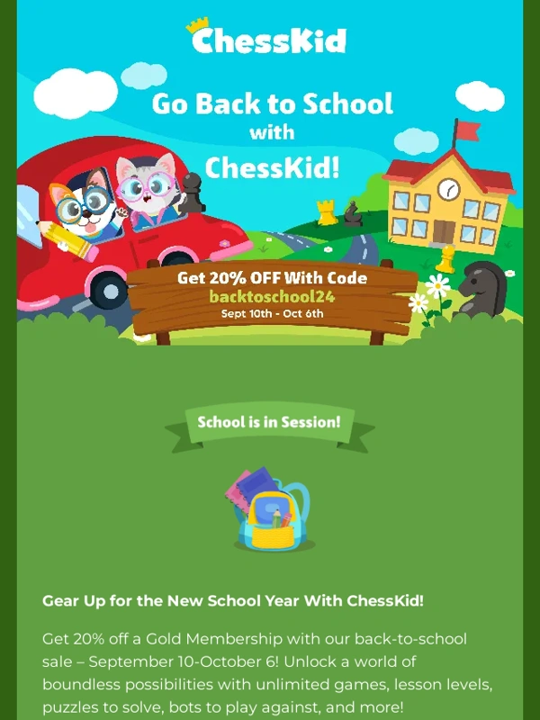 ChessKid - Go Back-to-School With 20% Off ChessKid Gold! ?